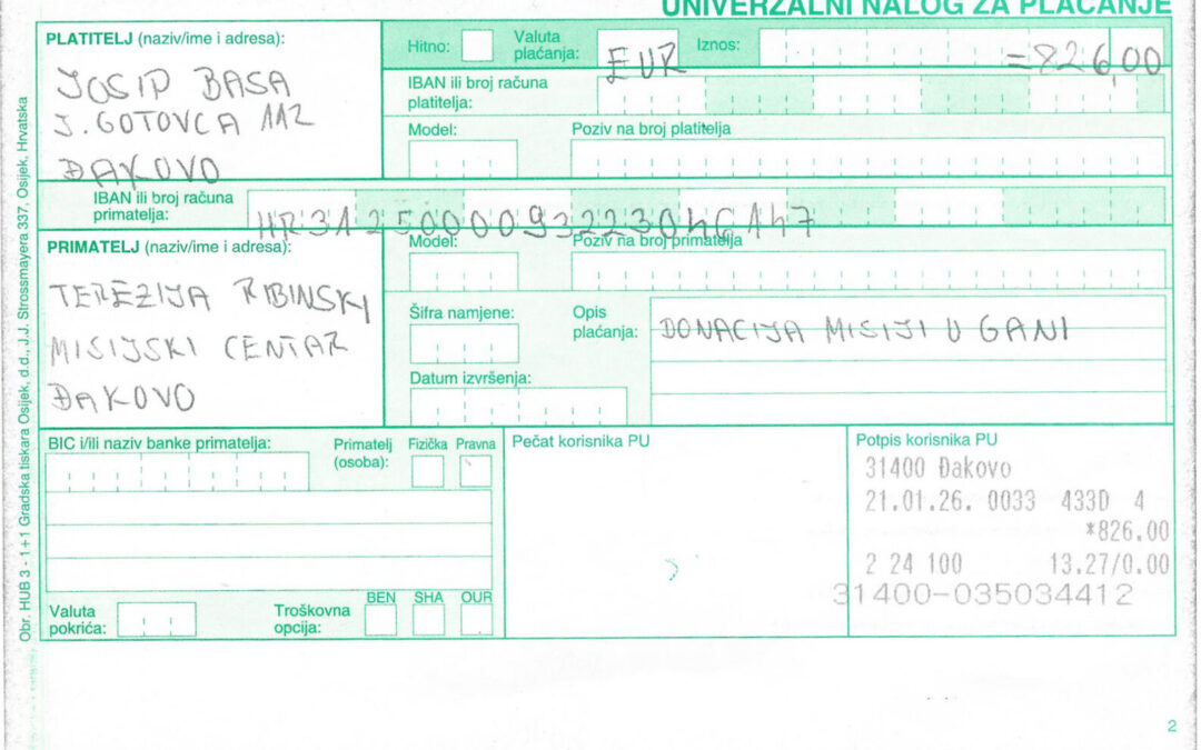 Donacija Misijskom centru