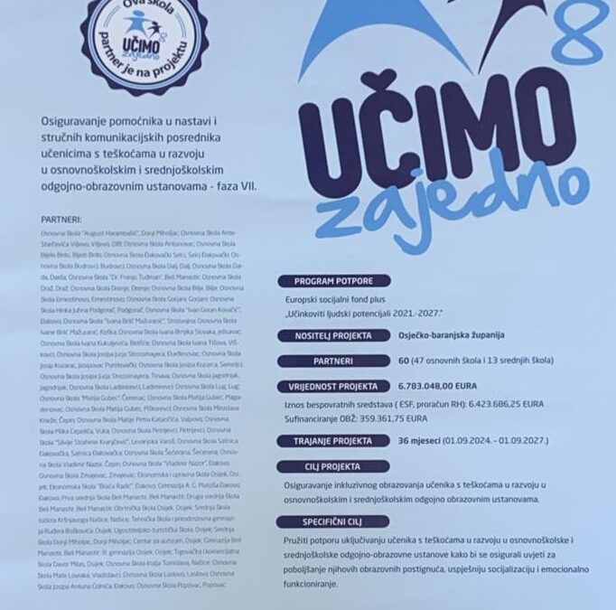 Najava Info dana projekta „Učimo zajedno 8“